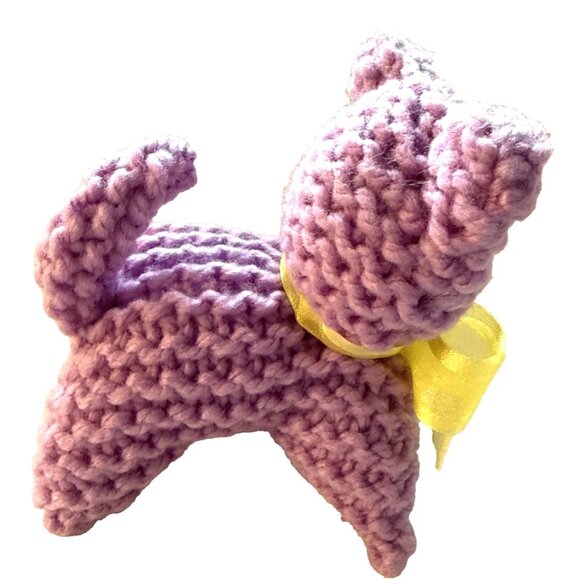 Handmade Purple Pink Crochet Cat Stuffy Plush Squishy Amigurumi Soft 5.5” - Picture 2 of 7